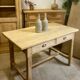 Old farmhouse table in raw solid oak, 2 drawers, seats 6 people.