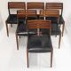 Suite of 6 Scandinavian chairs 1960 vintage