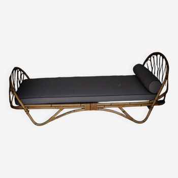 Rattan daybed Louis Sognot 1960