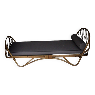Daybed rotin Louis Sognot 1960