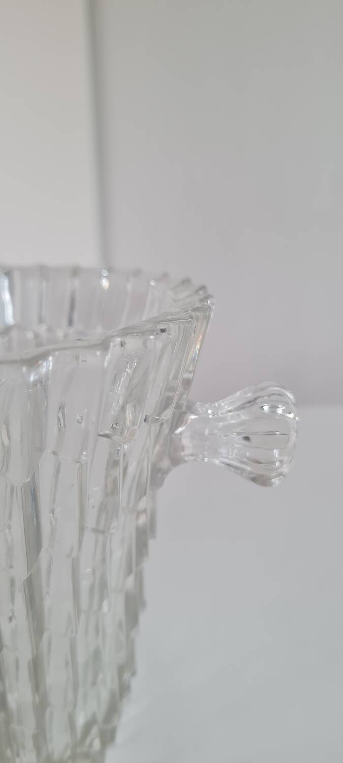 Crystal ice bucket and stainless steel tongs
