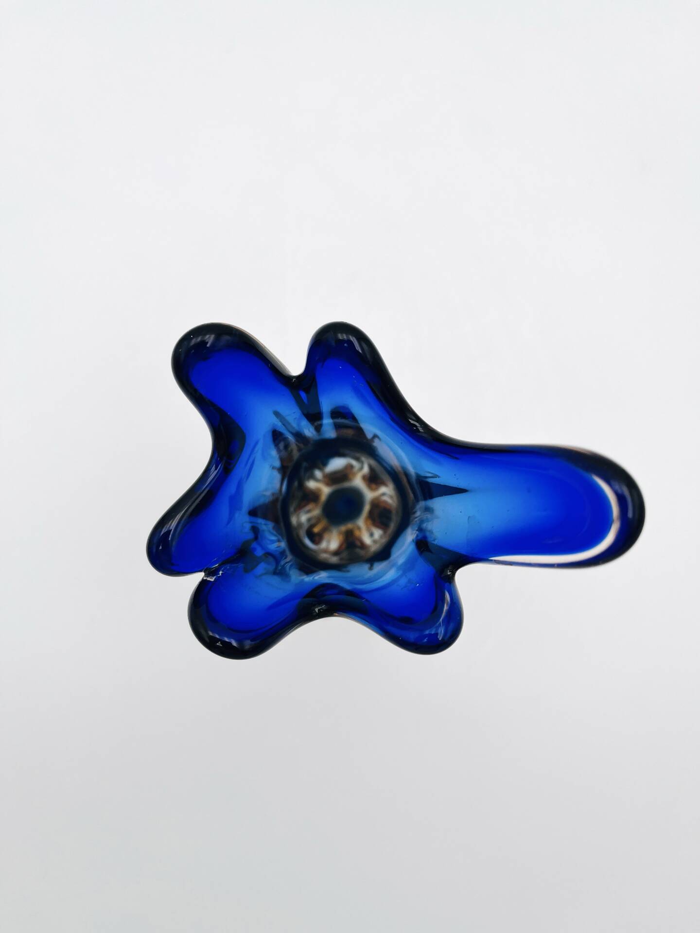 Murano Sommerso Vase Sculpture Chambord Model Blue Amber 26cm