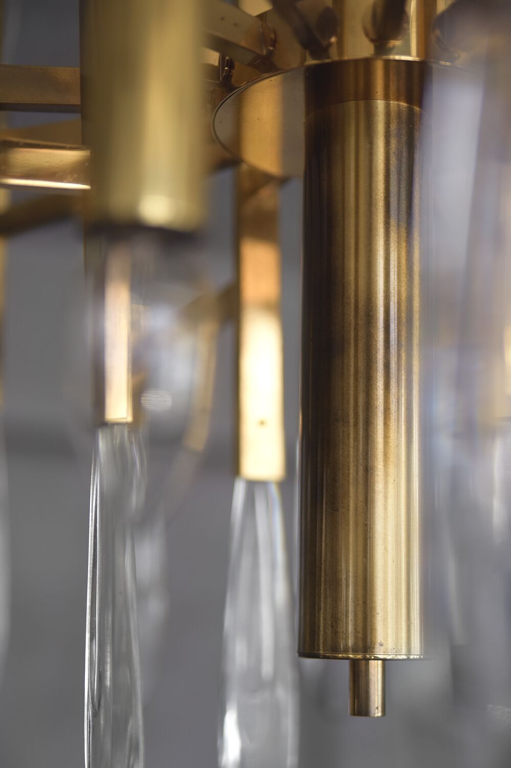 Italian brass chandelier with glass icicles from Sciolari, 1970