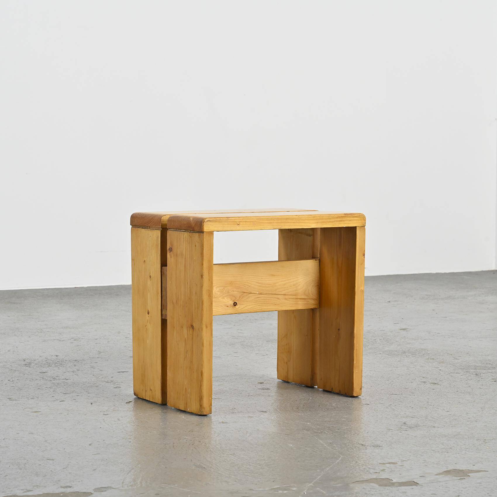 Perriand selection for Les Arcs: Pine stool circa 1973.