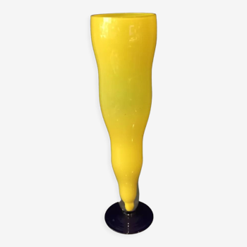 Yellow and cobalt blue two-tone soliflore vase