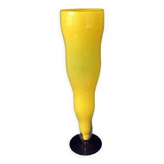 Yellow and cobalt blue two-tone soliflore vase