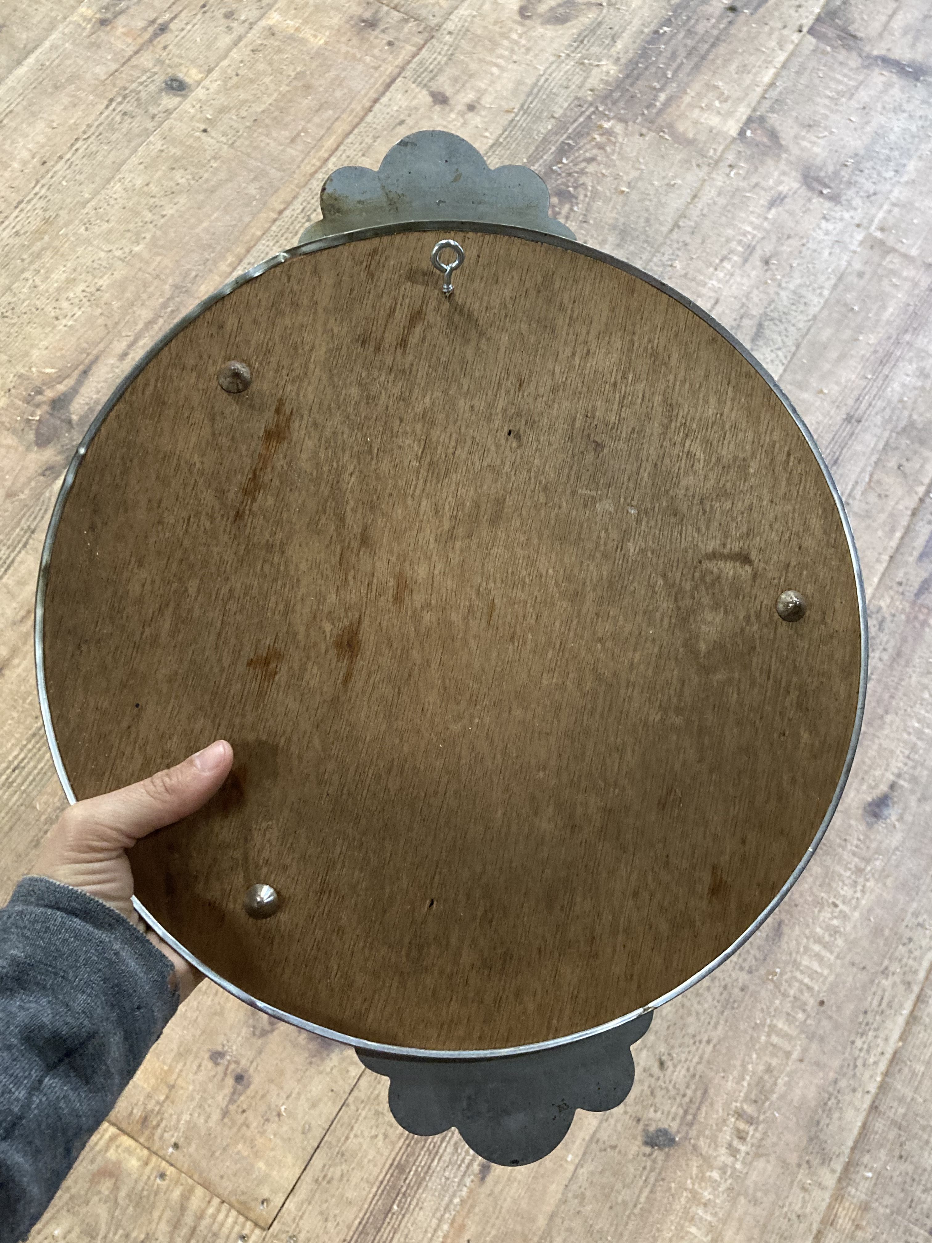 1930 vintage metal art deco mirror / or serving tray