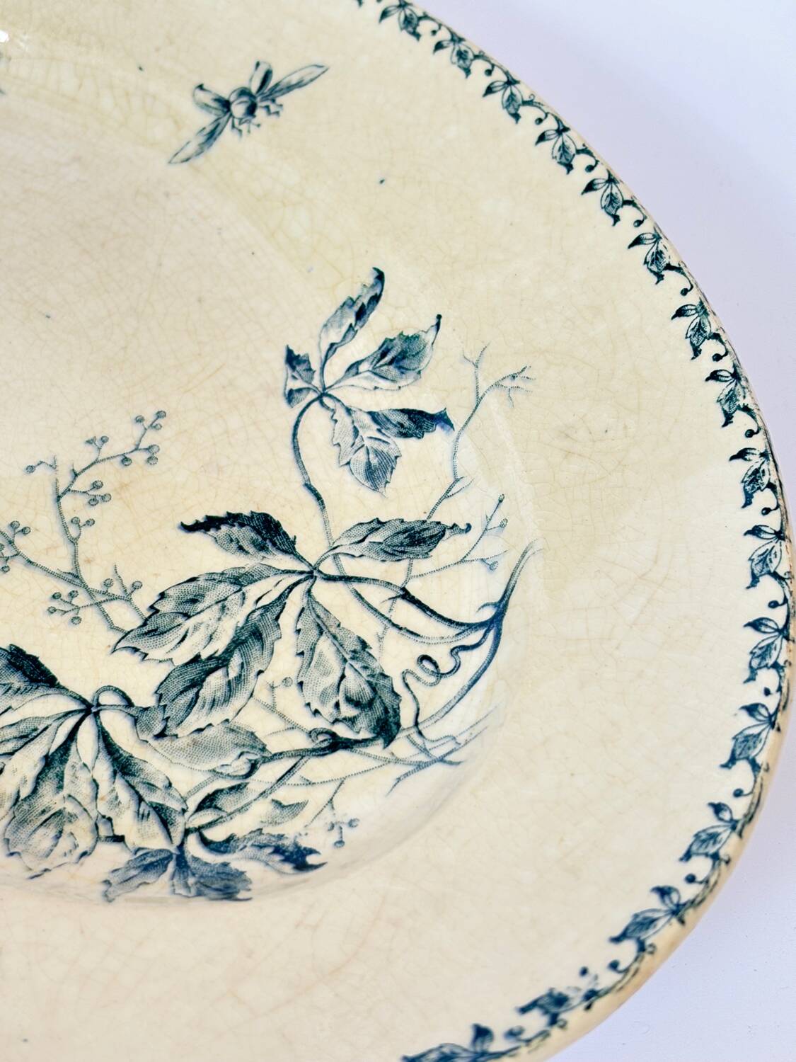 Large oval iron earth dish Gien