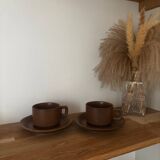 Vintage brown bistro cup duo large size