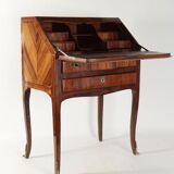 Louis XV style slant-front desk with precious wood veneer, 19th century