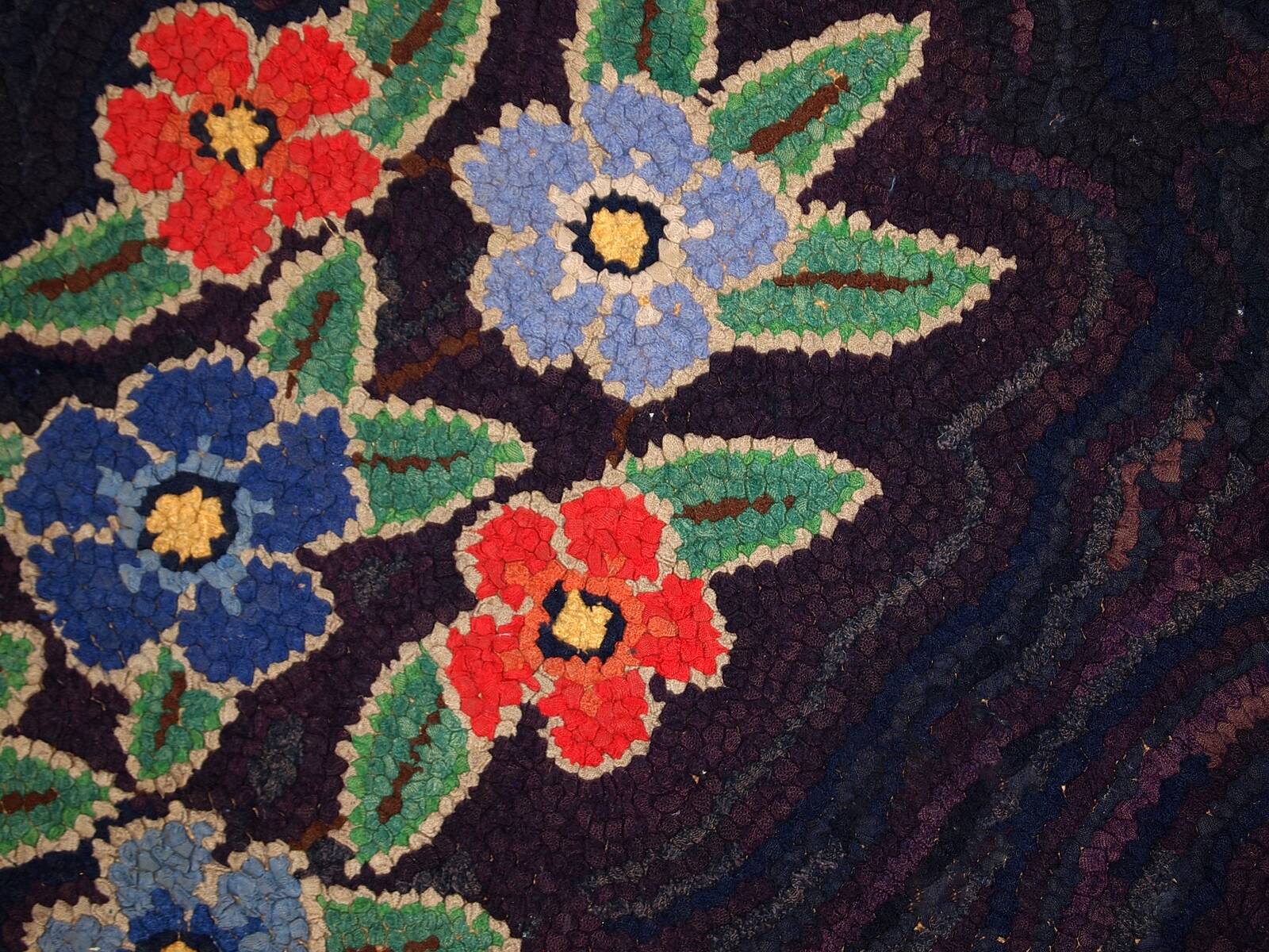 Tapis Hooked Antique Américain, Années 1920, Pièce Unique et Inachevée