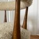 Set of 1 armchair and 1 vintage Scandinavian stool with white fur, 1960