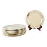 Set of 10 flat plates Longwy, 20th century, floral decoration.