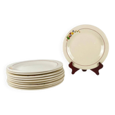 Set de 10 assiettes plates Longwy, XXème siècle, décor floral