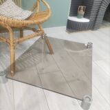 Table basse appoint vintage verre fumé et plexi