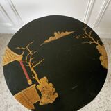 Side table, pedestal living room table, end table, round tray vintage Chinese decor