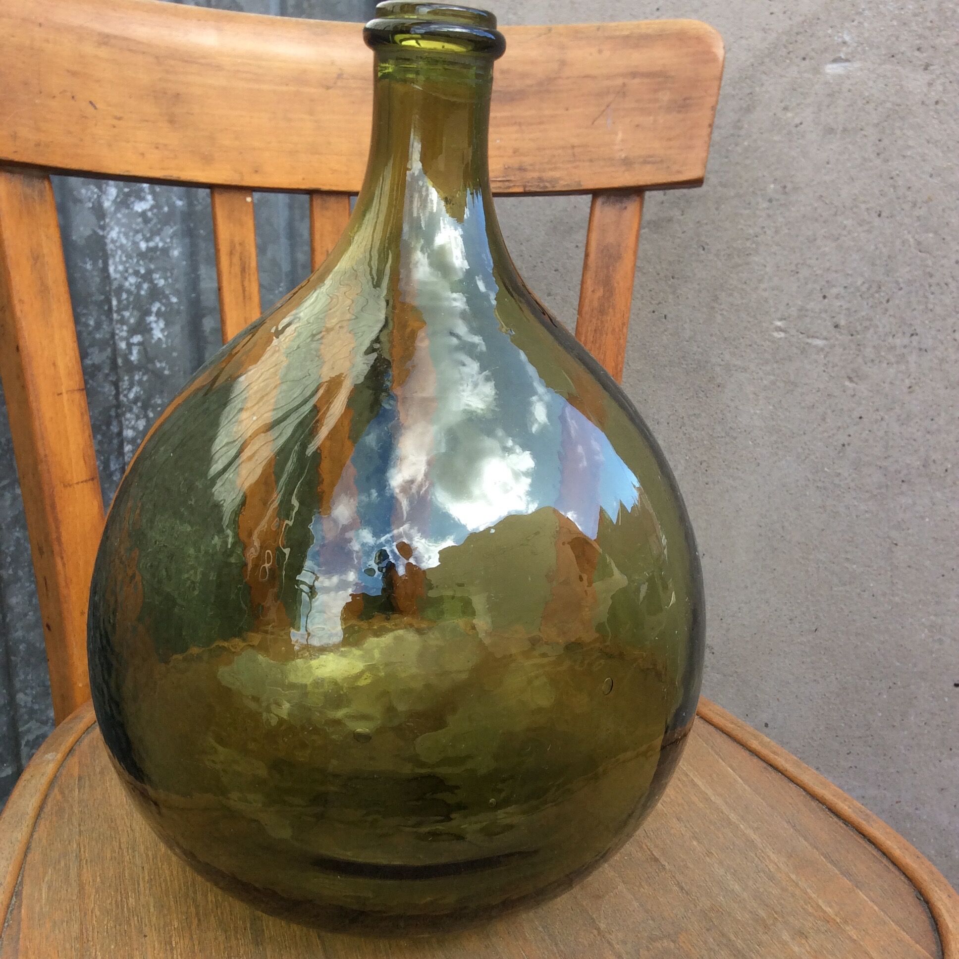 Green glass french demijohn