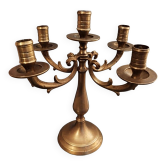 Old candlestick candelabra candle holder in brass with movable arms 5 lights