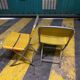 Yellow plastic and steel folding chairs, 1970s