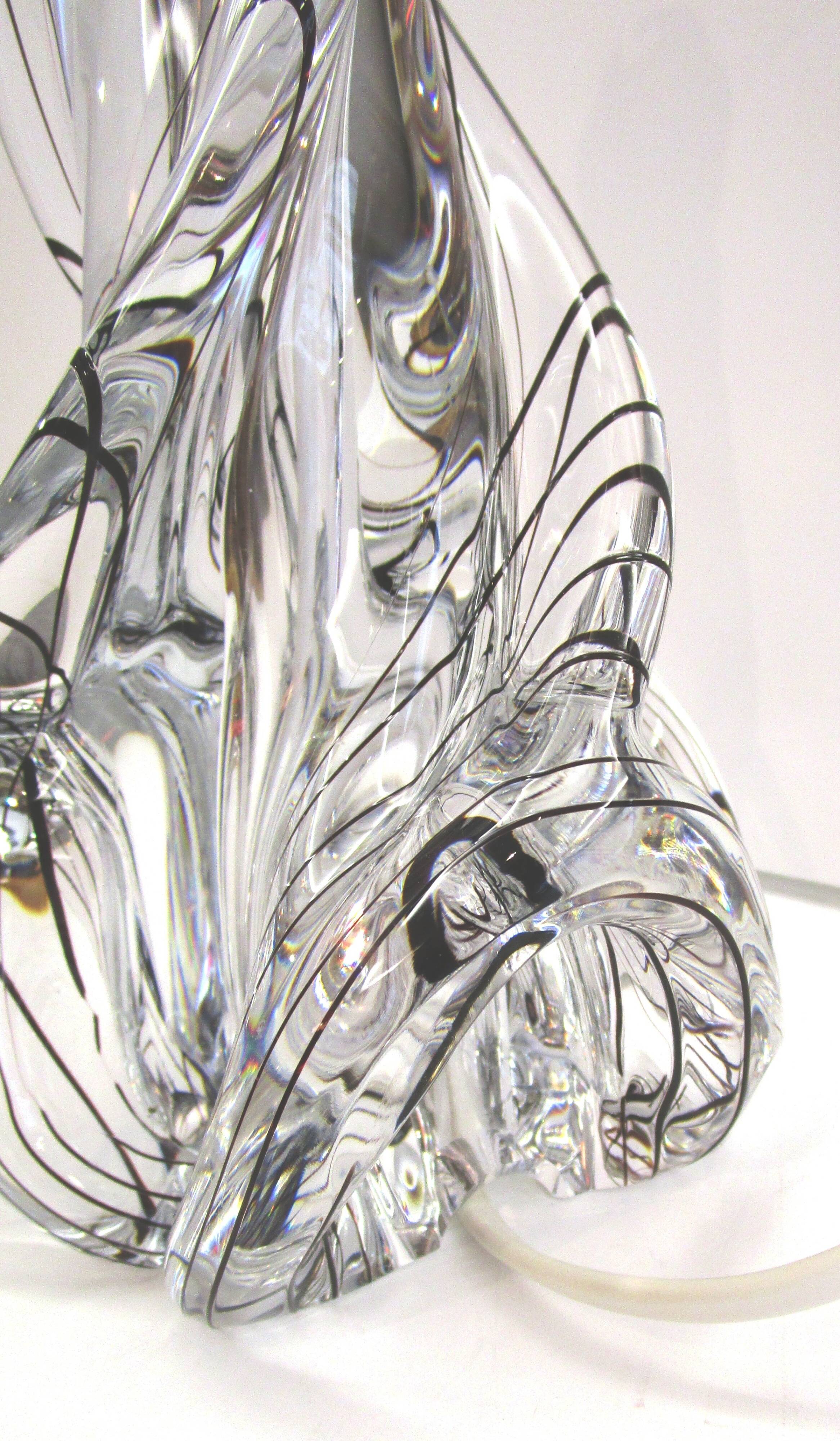 JB sculptural transparent and black crystal lamp