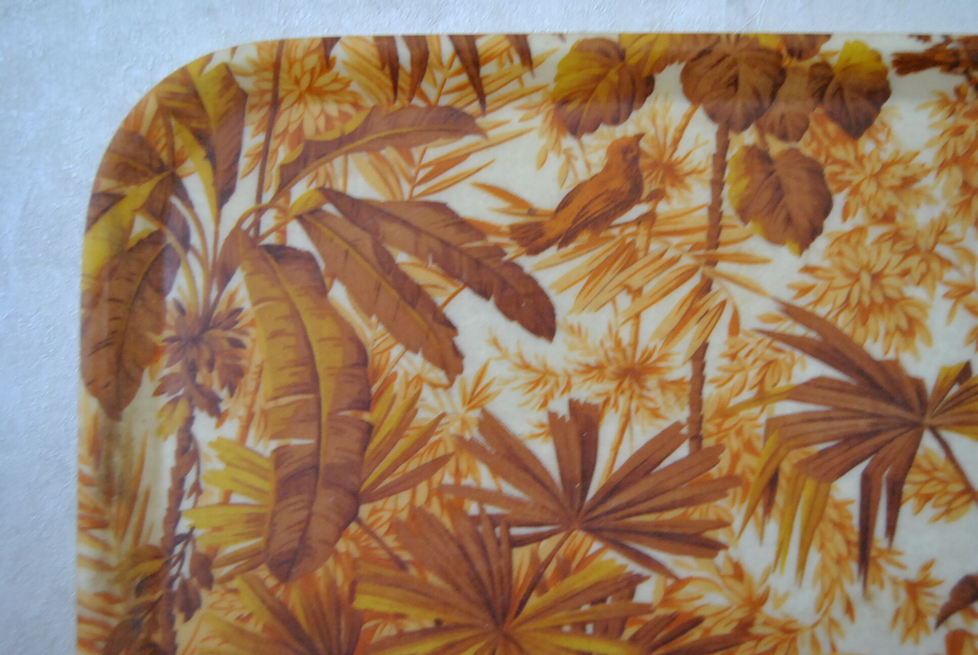 Tray with foliage decoration - 70s - authentic vintage