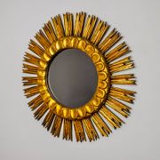 Miroir soleil en bois dorée, mid century, 54cm