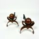 Paire de chenets Art Déco pour cheminée, en cuivre et fer, vers 1920