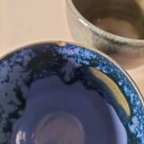 Duo de gobelets en grès émaillé bleu et vert