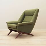 Fauteuil vert, design danois, années 1970, fabrication : Horsens Møbelfabrik