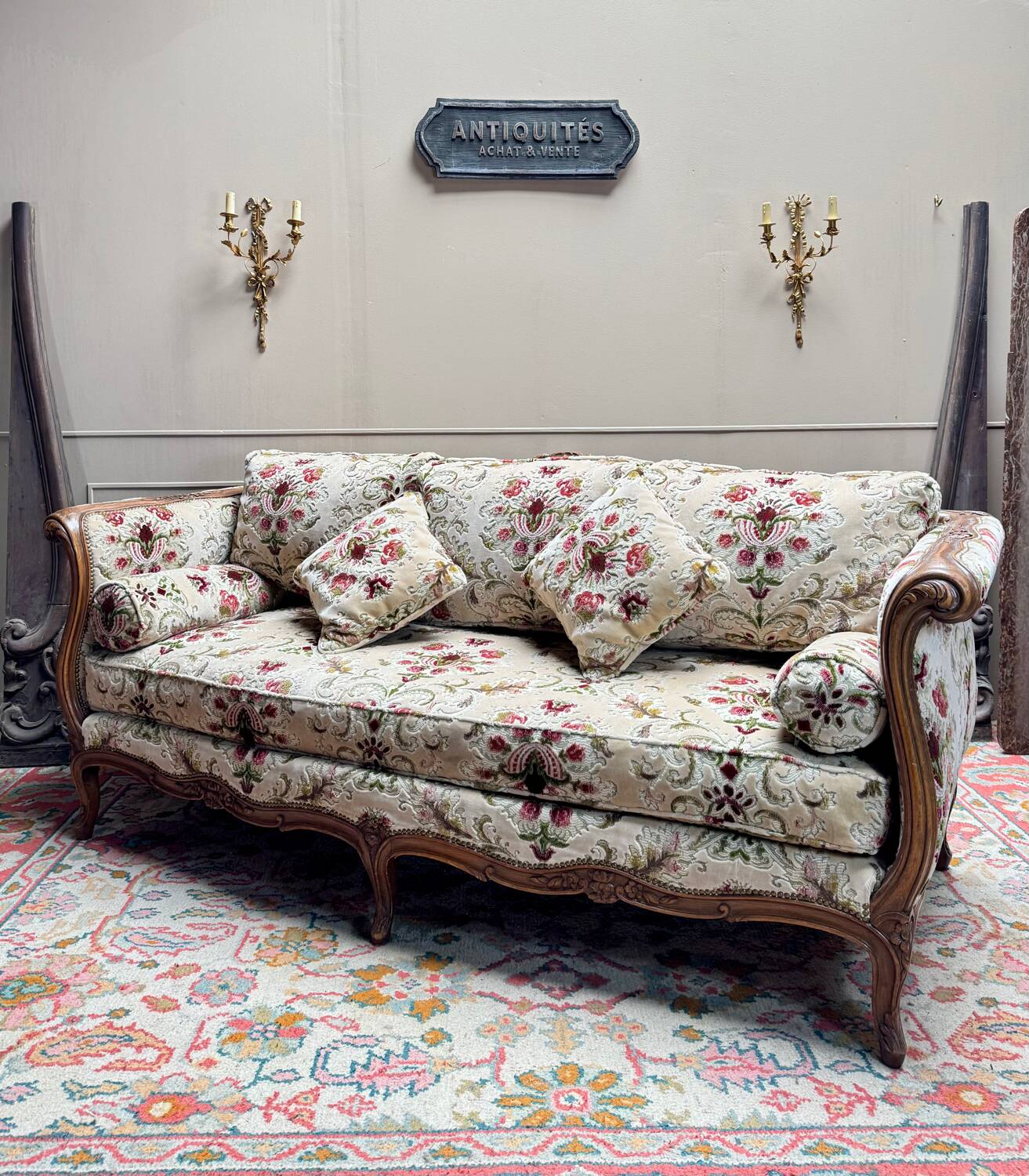 Cross Bed Known as “Turkish” in Walnut, Louis XV Style, 19th Century