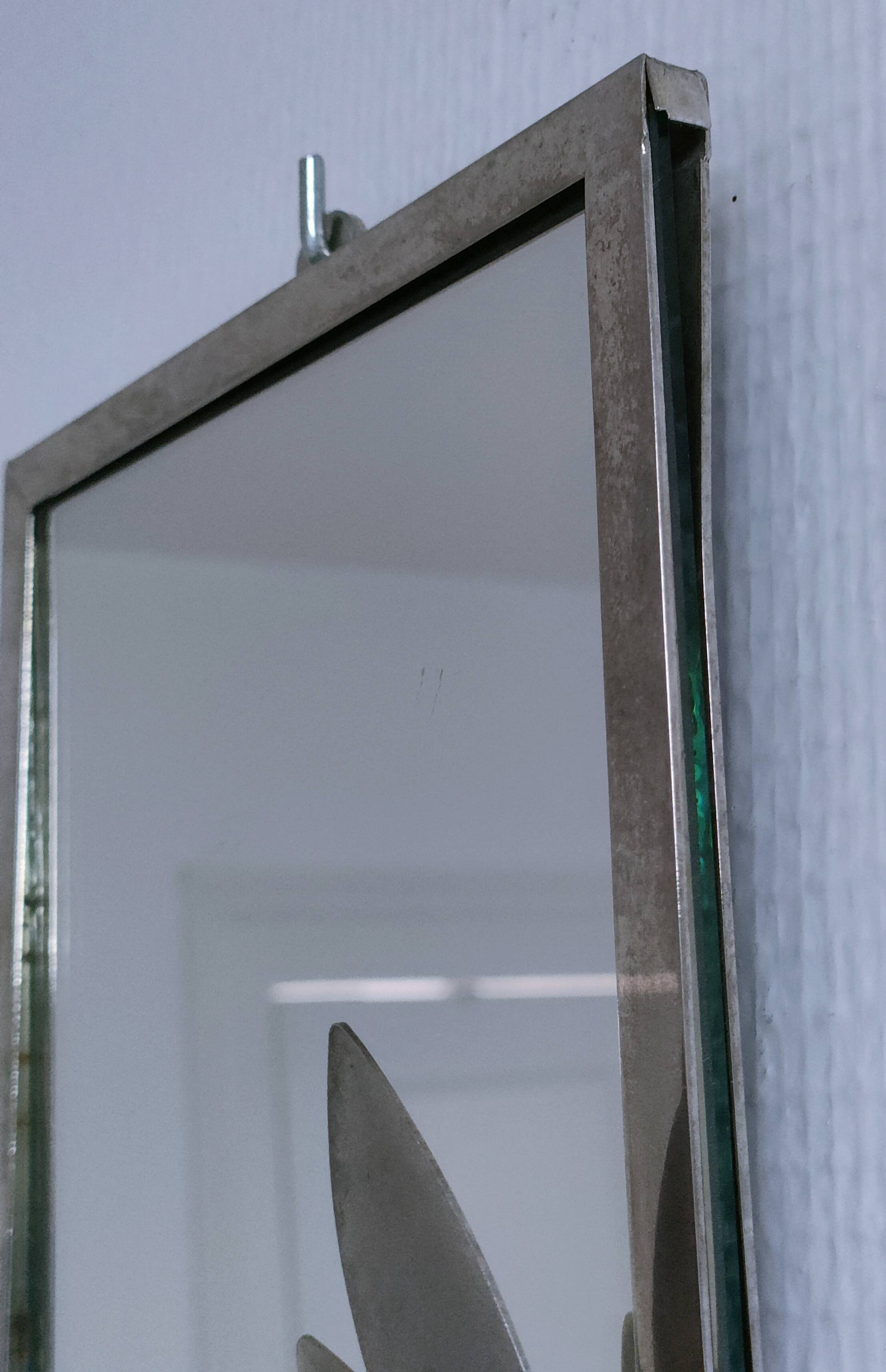 bougeoir métal argenté miroir décor feuillagé estampillé années 70