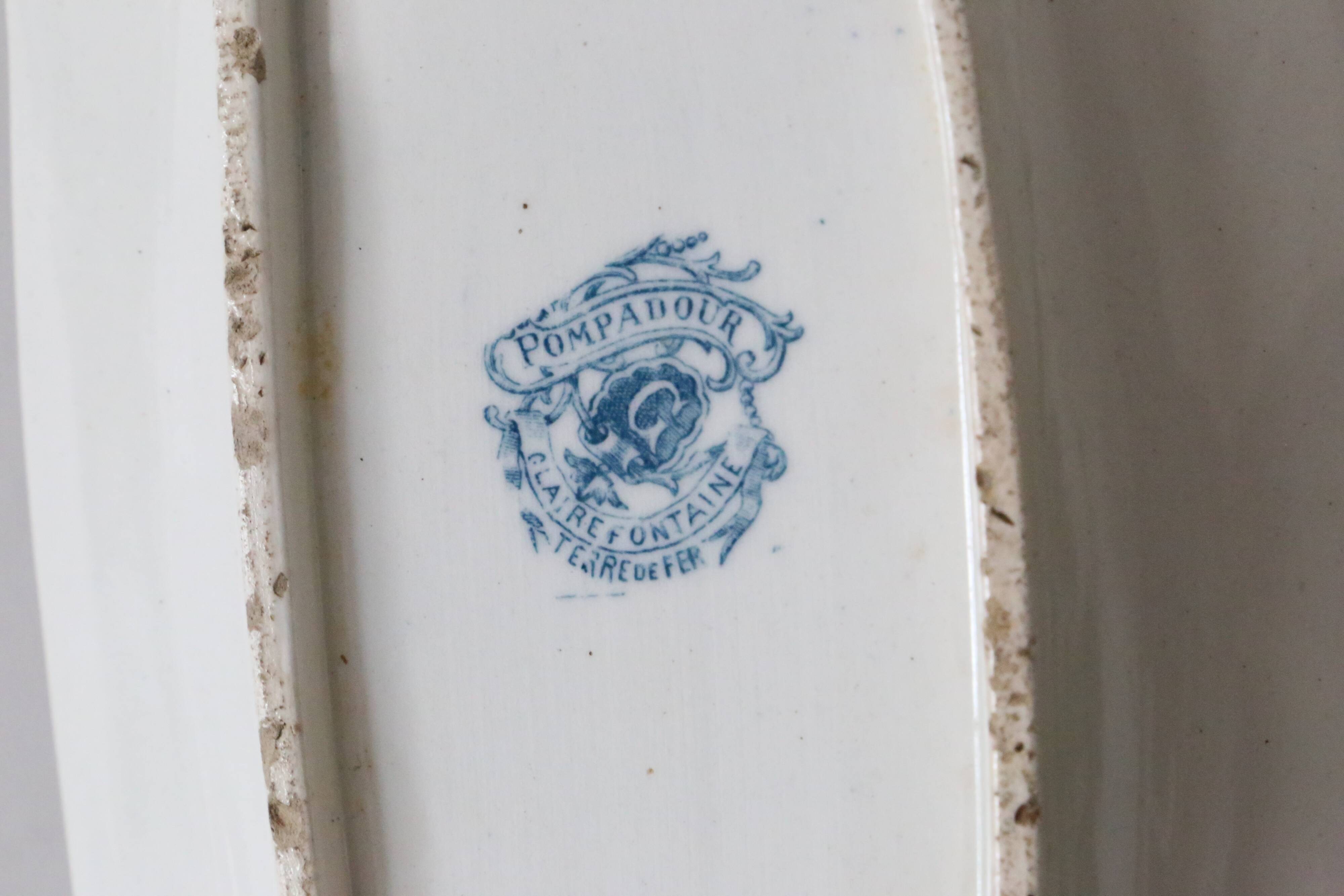 Pompadour ironstone sauceboat, Clairefontaine factory