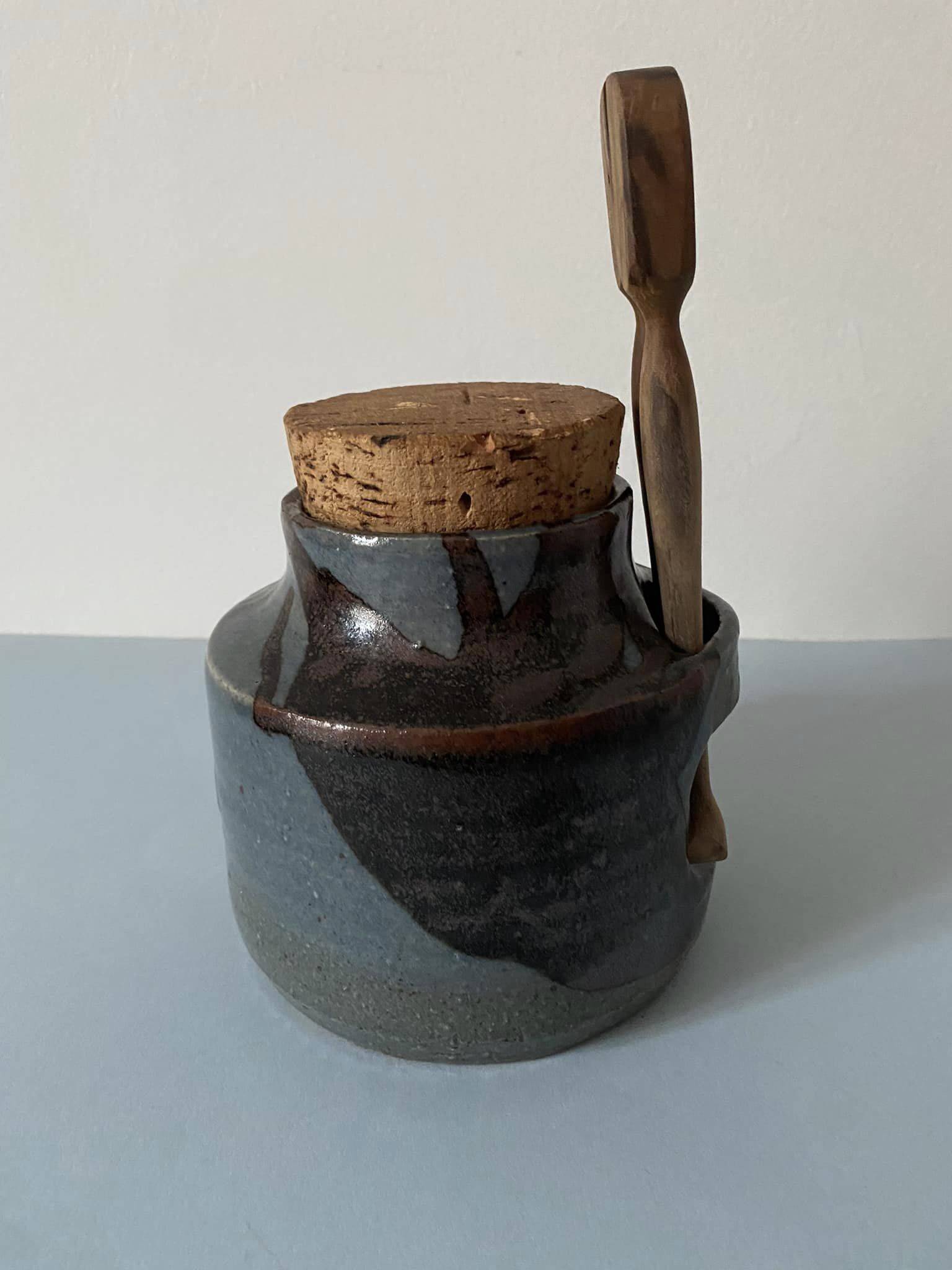 Ceramic pickle jar signed PK, Kerbenoen pottery, Michel Vergnes