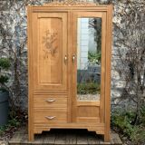 Parisian art deco hotel wardrobe in solid raw oak 1930