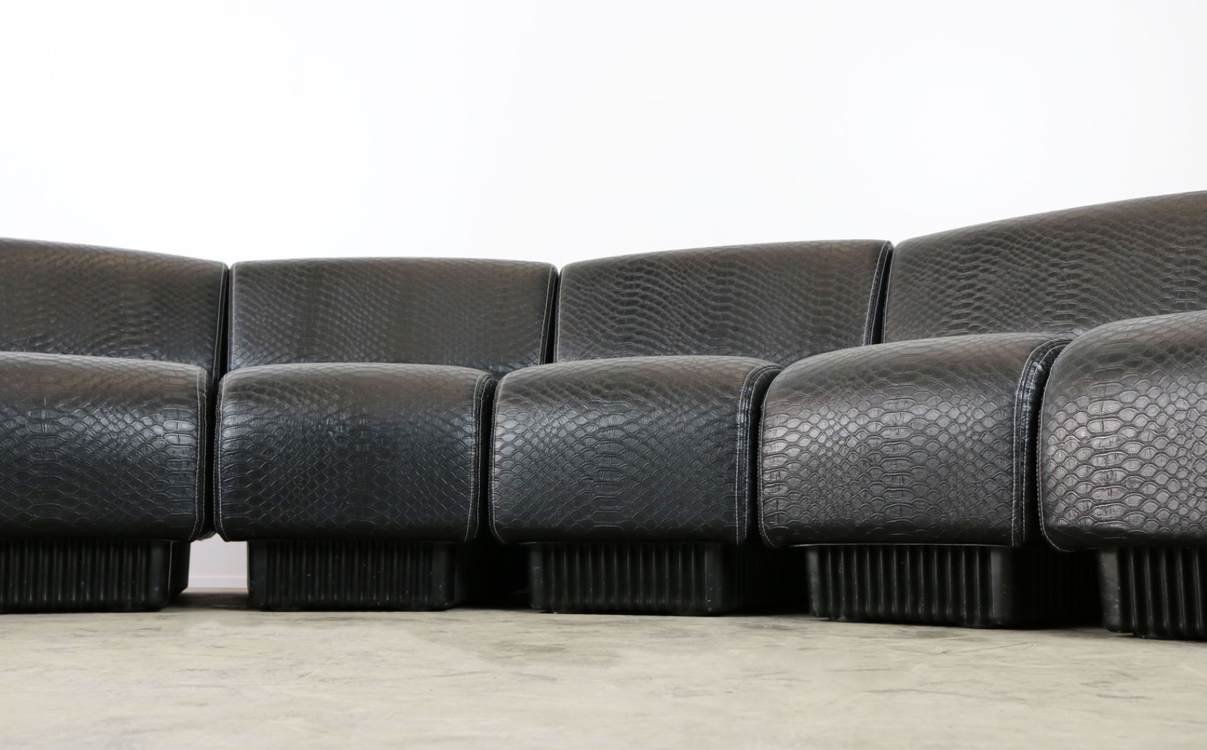 Black snakeskin modular sofa by Don Chadwick for Herman Miller 1970s