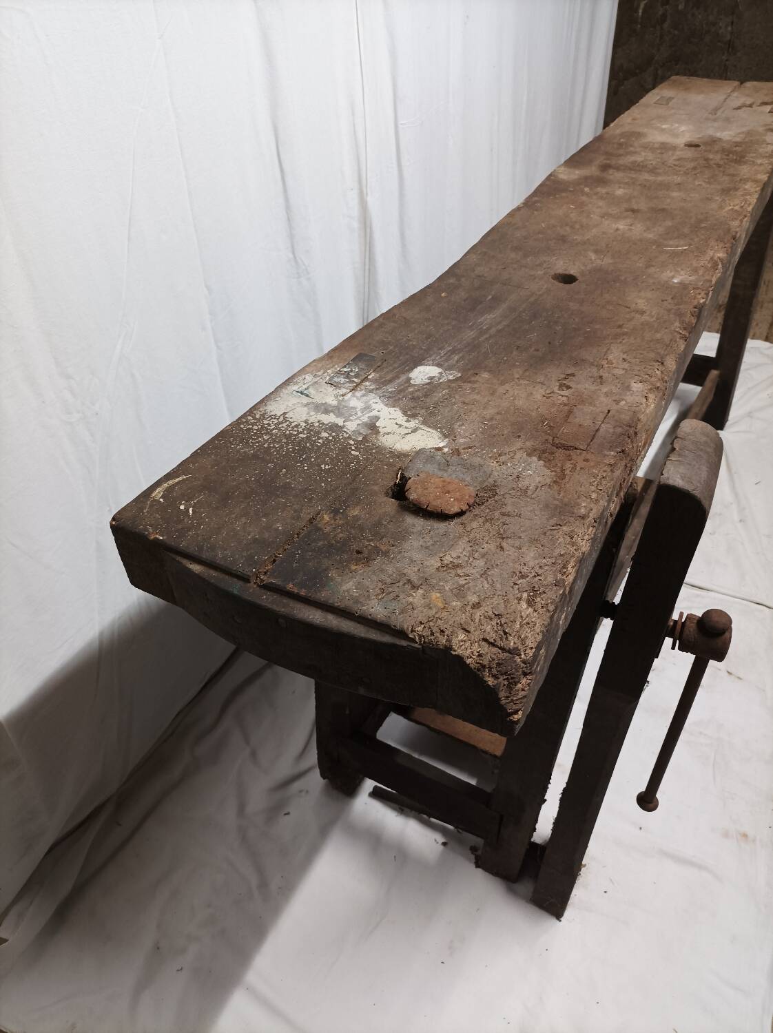 Old vintage wooden workbench