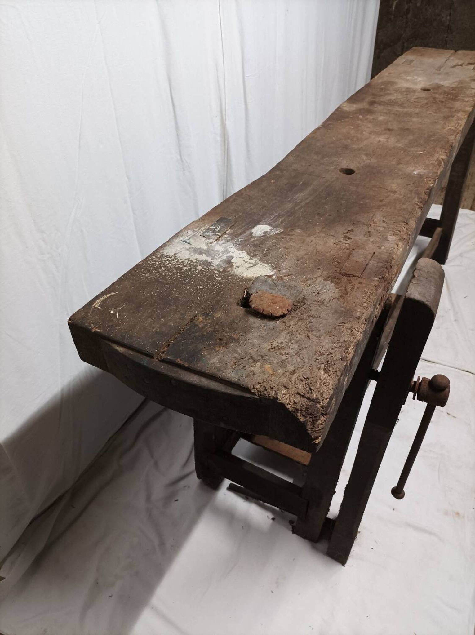 Old vintage wooden workbench