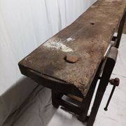 Old vintage wooden workbench
