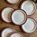 Set of 11 vintage dessert plates - Monaco red model by Salins