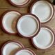 Set of 11 vintage dessert plates - Monaco red model by Salins