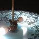 Italian Vintage Floral Glass and Brass Pendant Chandelier, Mid-Century, 2 L