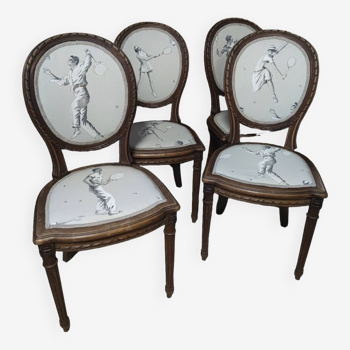 Lot de 4 chaises médaillon