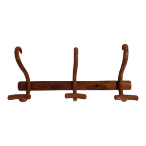 Porte-manteau bois courbé 3 patères noyer Jacob & joseph Kohn 1900/1920.