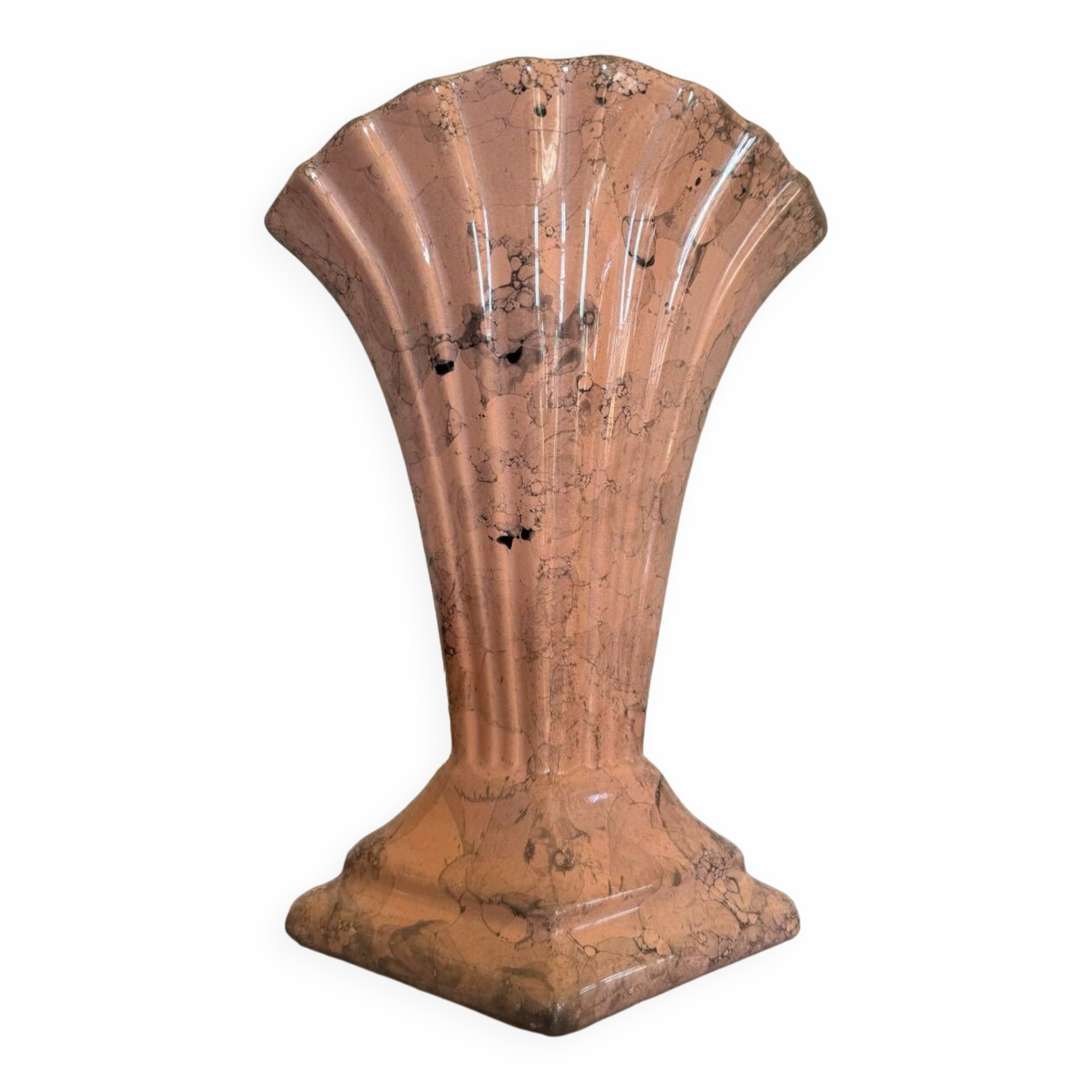 Art Deco ceramic vase in pink marble style