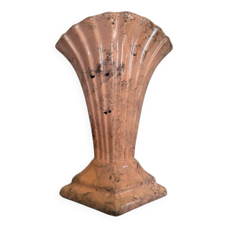 Art Deco ceramic vase in pink marble style