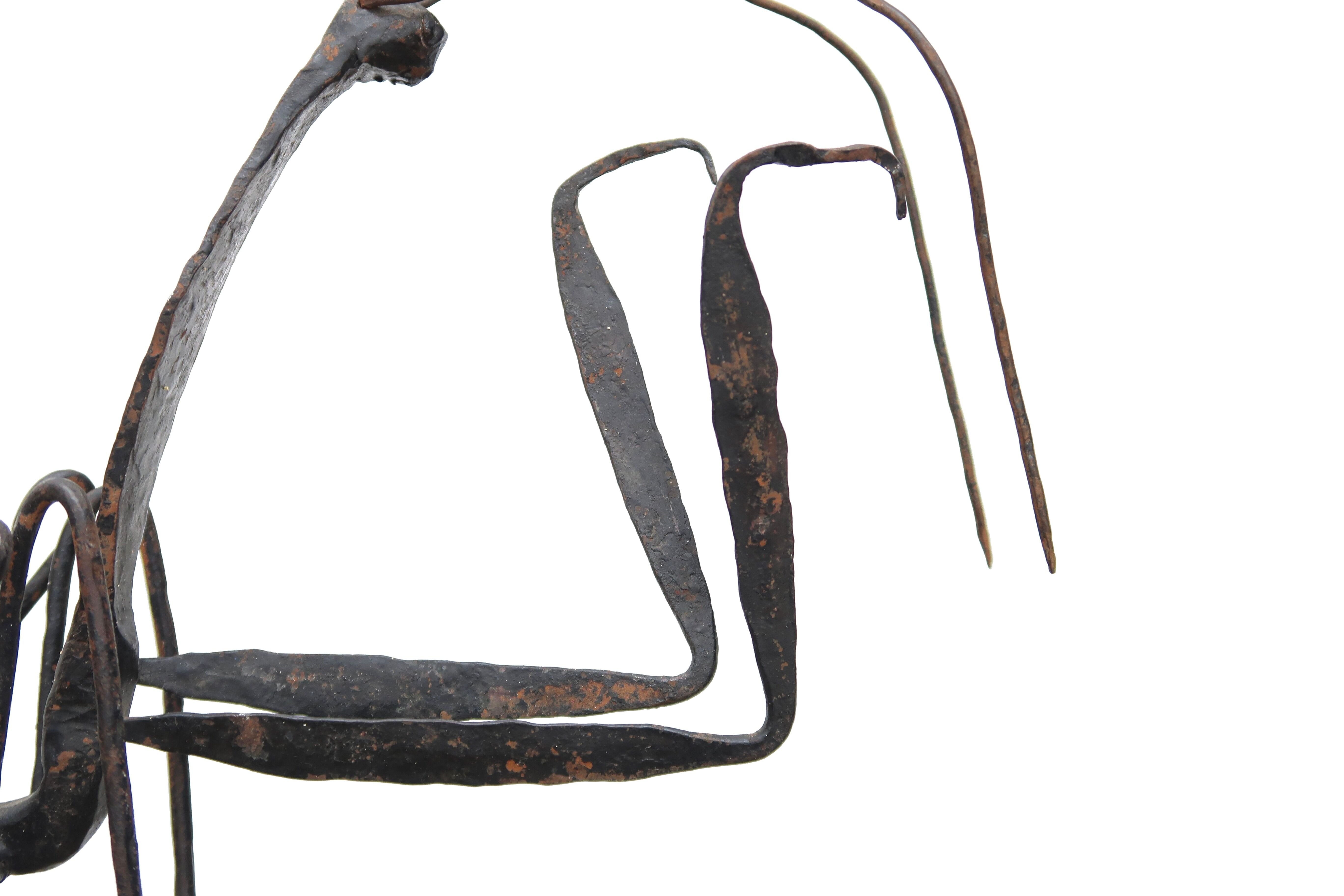 Sculpture of a religious mantis in wrought iron, 50s