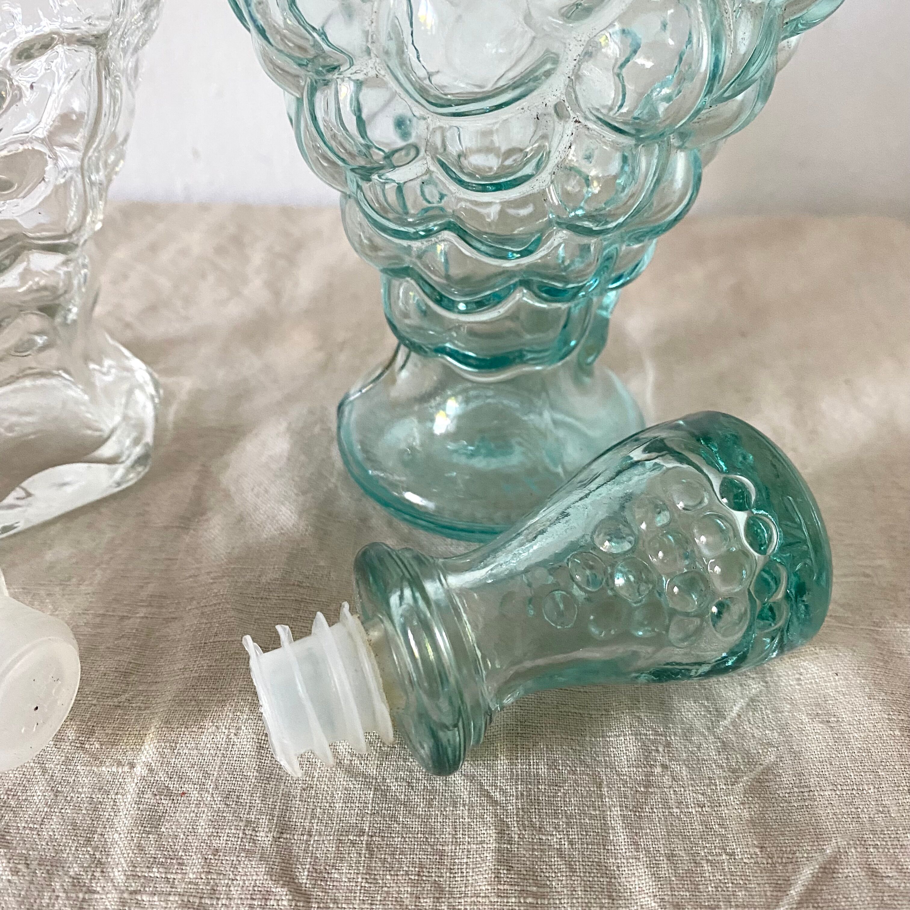 Set of 2 vintage grape glass carafes