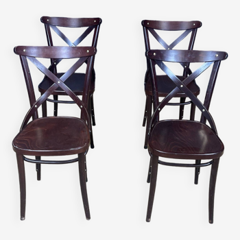 Lot de 4 chaises bistrot Ton modèle Joséphine bois foncé