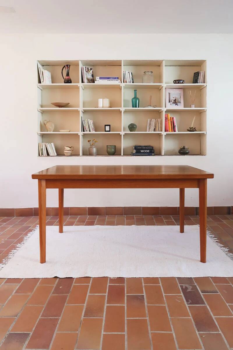 Table à manger scandinave extensible en teck années 60