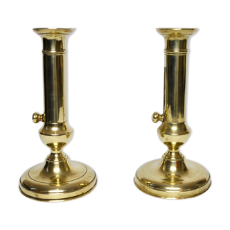 2 adjustable brass candlesticks